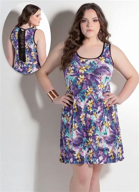 Vestido Evas Floral Mix Franjas Plus Size Quintess