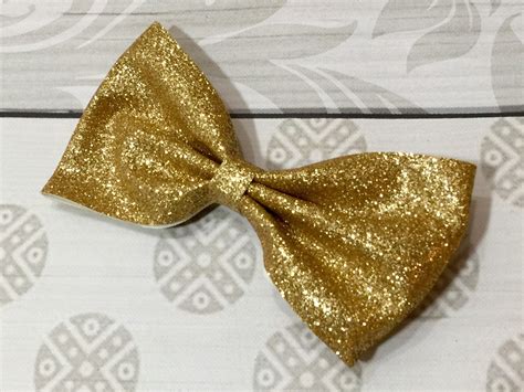 Gold Glitter Hair Bow Large 5 Inch Sparkle Hair Bow Clip