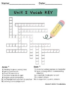 Vocabulary Workshop Crosswords Th Grade By Th And Goal Teacher