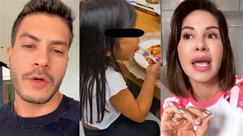 Filha de Maíra Cardi e Arthur Aguiar debocha de celular de cozinheiro e