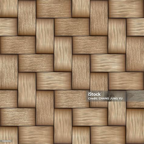 3d Realistis Anyaman Bambu Herringbone Diberikan Tekstur Gambar Latar Belakang Mulus Foto Stok