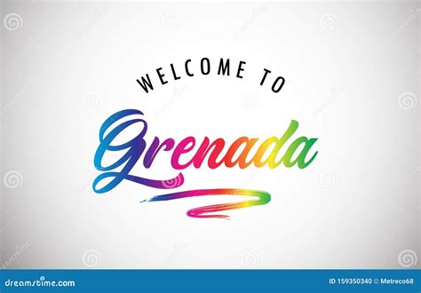 Grenada Welcome To Message Vector Text With Red Love Hearts