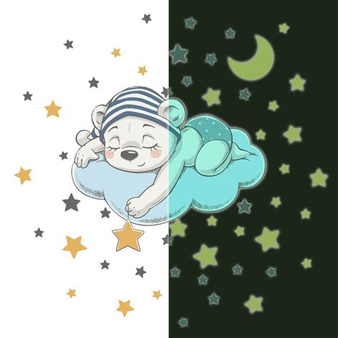 Stickers Mural Phosphorescents Lumineux Ourson 70x80cm Maisons Du Monde