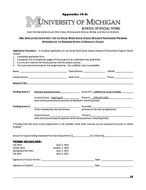 Fillable Online Ssw Umich SS SW Research Partnership Program