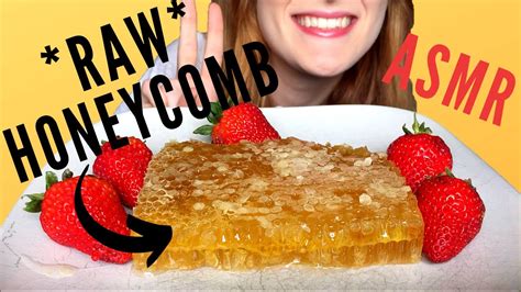 Asmr Raw Honeycomb With Strawberries Satisfying Sticky Eating Sounds