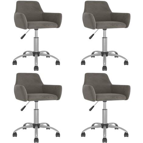 Chaises Pivotantes Manger Lot De Gris Fonc Velours