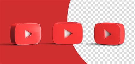 Hochglanz Youtube Social Media Logo Icon Set D Rendern Isoliert