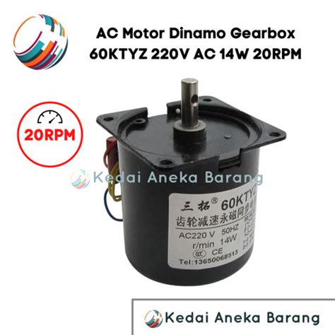 Jual AC Gear Gearbox Dinamo Motor 60KTYZ 220V 20RPM 14W High Torque