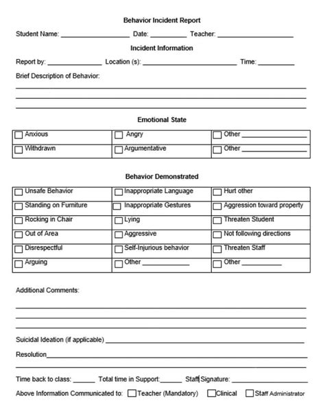 Behavior Incident Documentation Classroom Management Behavior Data Editable Digital Download