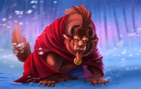 Wallpaper Disney, monster, blizzard, lion, Beauty and the Beast, horn ...