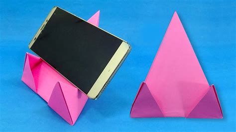 How To Make A Mobile Phone Stand With Paper Diy Origami Cellphone Holder Easy Youtube