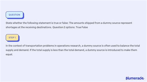 Solved State Whether The Following Statement Is True Or False The