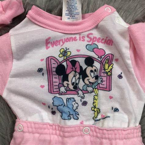 Vintage Playskool Disney Minnie Mickey Mouse Pink Baby Girls Footie