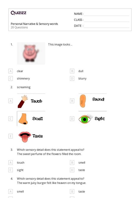 50 Sensory Words Worksheets On Quizizz Free And Printable