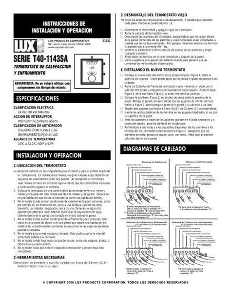 Instrucciones De Instalacion Y Operacion Serie T40 1143sa