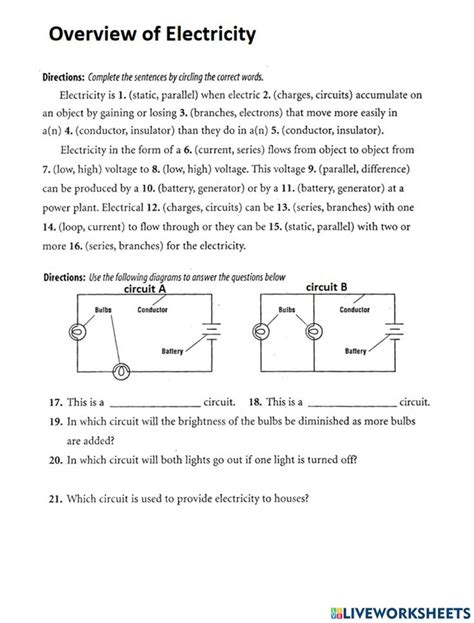 Ps 17 04 Electric Circuits Worksheet Electric Circuit Worksheets Circuit