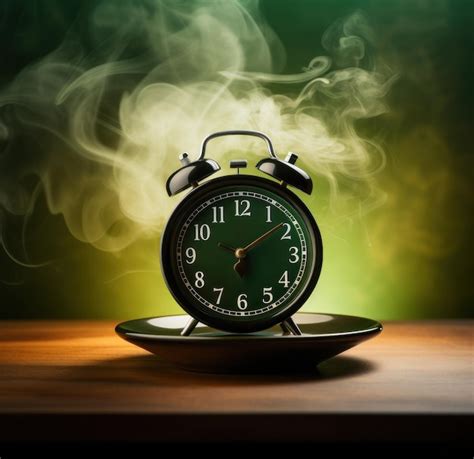 Premium AI Image Green Alarm Clock With Smoke On Background