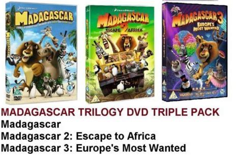 Madagascar Trilogy Complete Collection Part 1 2 3 Dvd X 3