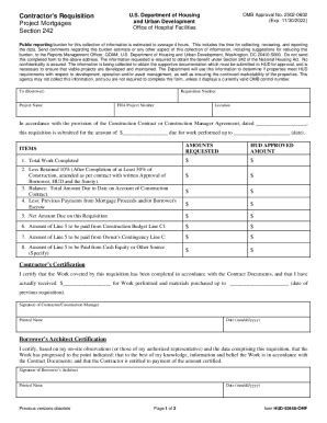 Fillable Online Contractor S Requisition Project Mortgages Section