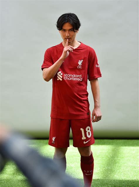 Takumi Minamino Of Liverpool Poses During The Uefa Champions League