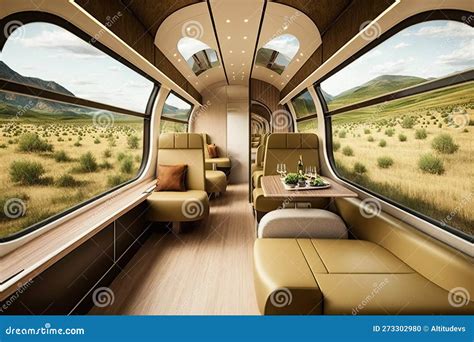 Luxury Train With Modern Interior And Sleek Lines Passing Through