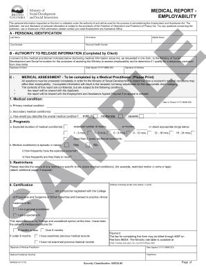 Medical Employability Form Fill Online Printable Fillable