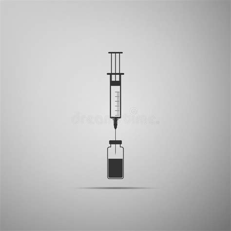 Medische Spuit Met Naald En Valpictogram Geïsoleerd Op Witte