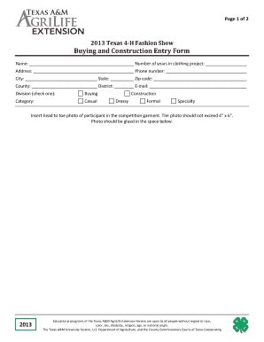 Fillable Online Parker Agrilife Buying And Construction Entry Form