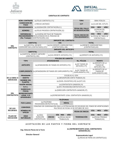 PDF CARATULA DE CONTRATO TIPO OBRA PÚBLICA A PRECIO Contrato de