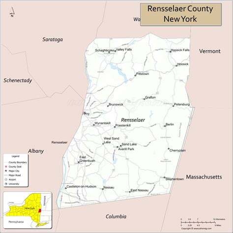 map  rensselaer county  york   located cities