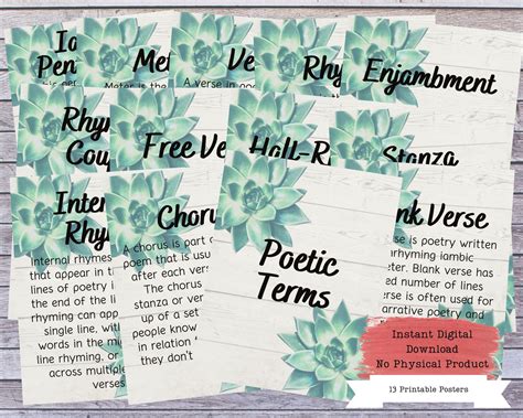 Poetry Terms Printable Poster Set Literary Devices Etsy Artofit