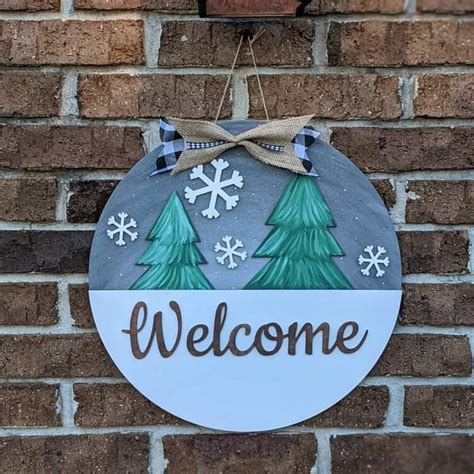 Welcome Christmas Door Hanger Svg Etsy