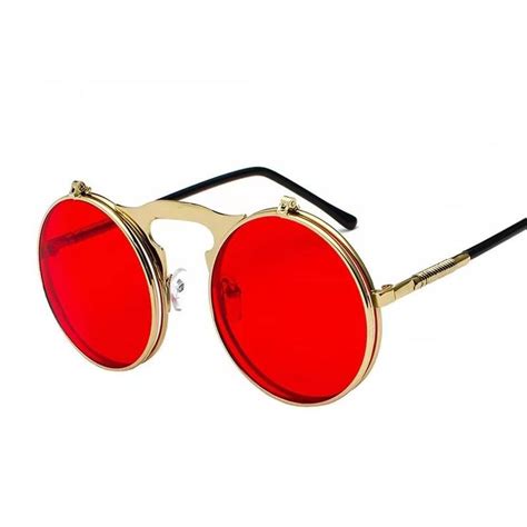 Fashion Design Retro Steampunk Flip Double Lens Cover Metal Round Frame Men And Women Co