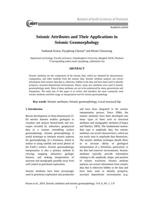 PDF Seismic Attributes And Their Applications In Seismic PDF