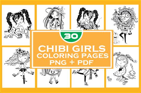 Chibi Girls Coloring Page Graphic By Graphicwizard Creative Fabrica