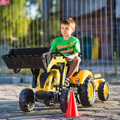 Tractor Pentru Copii Cu Pedale Cu Excavator Si Remorca Cu Sunete