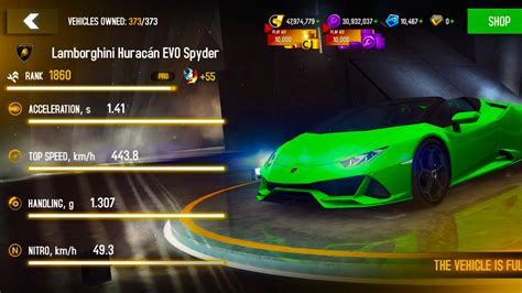 Asphalt 8 Upgrading PRO My Lamborghini Huracán EVO Spyder Rank 1860