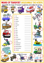 Means Of Transport Esl Vocabulary Worksheets