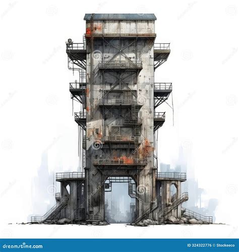 Post Apocalyptic Elevator Illustration On A White Background Scene