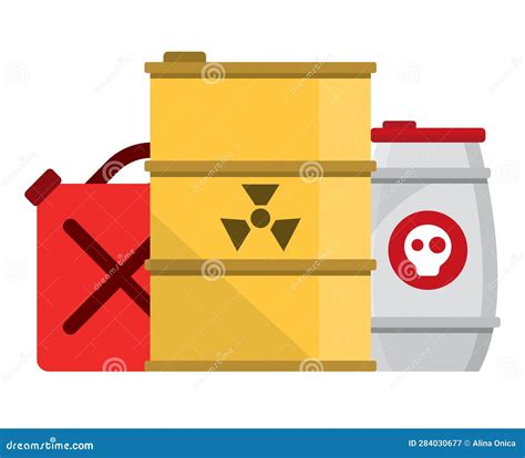 Set Of Containers With Toxic And Chemical Substances Dangerous Toxic