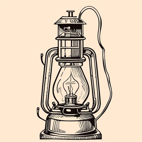 Premium Vector Retro Kerosene Lamp Hand Drawn Sketch In Doodle Style