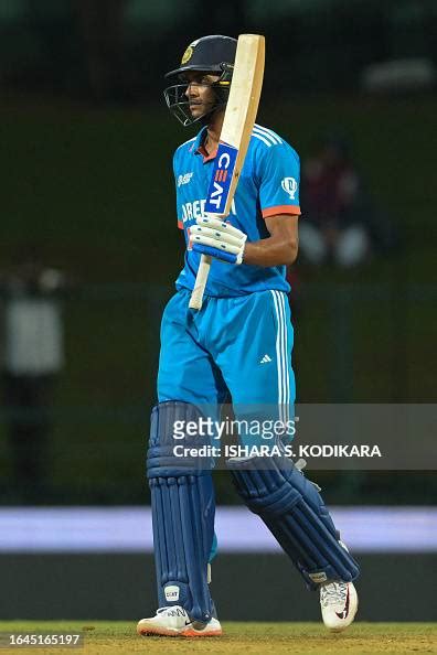 Indias Shubman Gill Celebrates After Scoring A Half Century During