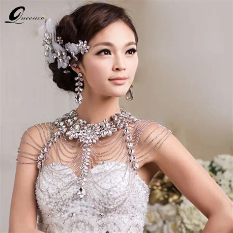 Vintage Bridal Shoulder Strap Luxury Wedding Jewelry Long Crystal