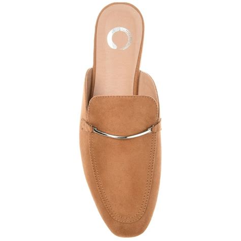 Journee Collection Womens Ameena Slip On Square Toe Mules Flats Tan 12