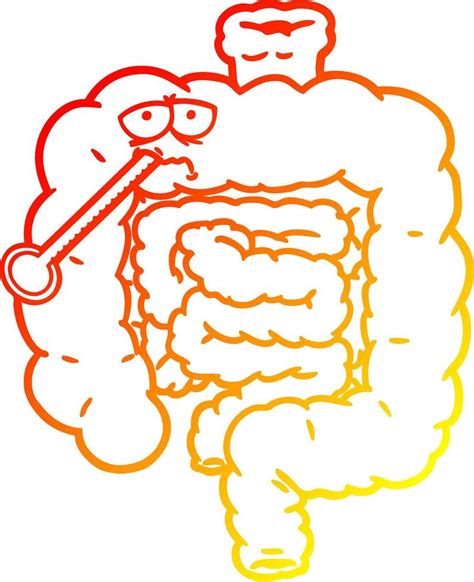 warm gradient line drawing cartoon unhealthy intestines 10157425 Vector Art at Vecteezy