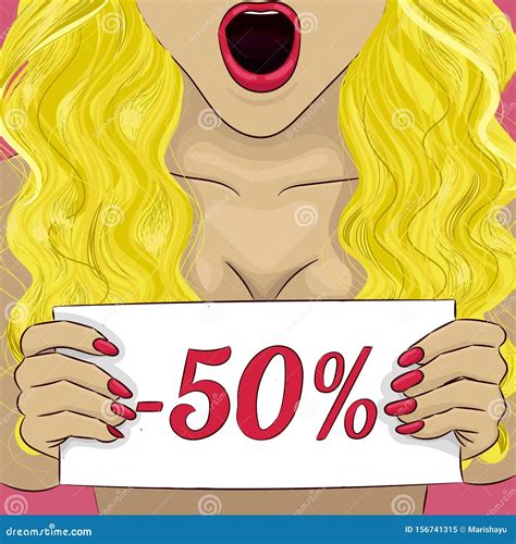 Brunette De Rizo De Mujer Con Venta De Placas De Nombre Ilustración del Vector Ilustración de