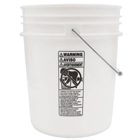 5 Gallon White Hdpe Plastic Open Head Pail W Black Cwl Metal Handle