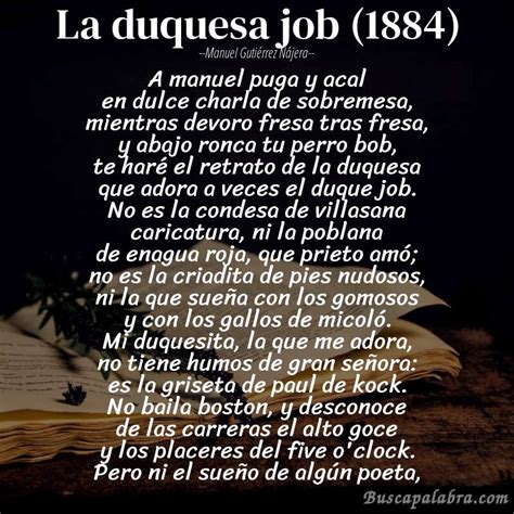 Poema La duquesa job 1884 de Manuel Gutiérrez Nájera Análisis del poema