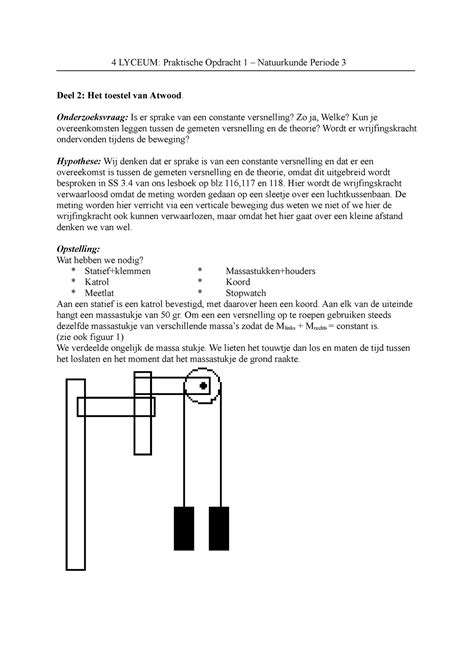 Atwood Onderzoeksvraag Is Er Sprake Van Een Constante Versnelling