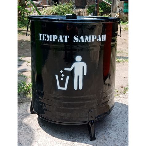 Tempat Sampah Drum Besi Besar 40L Bakar Pot Tong Besi Praktis Murah